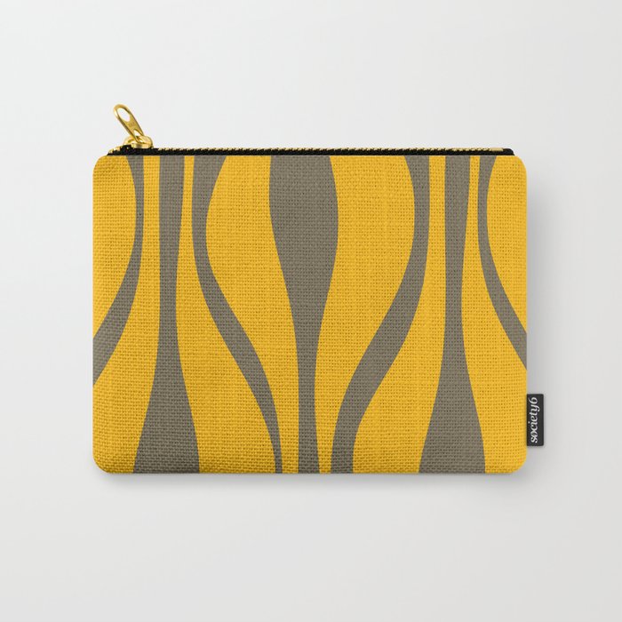 Mid Century Modern Abstract Lounge Pattern in Yellow Orange and Gray Taupe Carry All Pouch Gallery Image 1