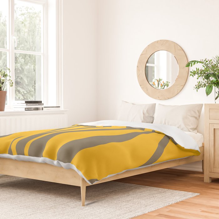 Mid Century Modern Abstract Lounge Pattern in Yellow Orange and Gray Taupe Duvet Cover Gallery Image 2