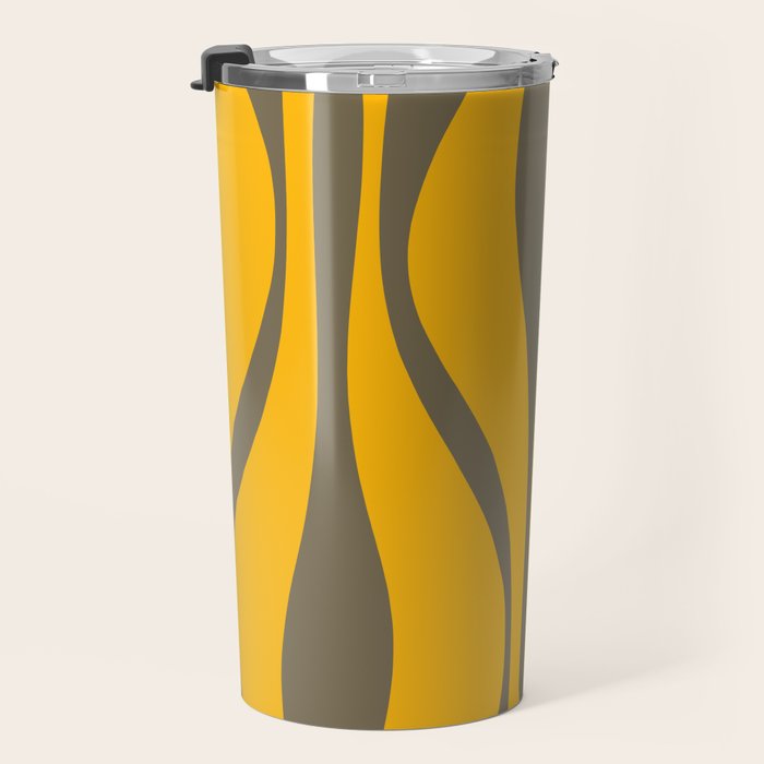 Mid Century Modern Abstract Lounge Pattern in Yellow Orange and Gray Taupe Travel Mug Gallery Image 3