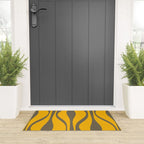 Mid Century Modern Abstract Lounge Pattern in Yellow Orange and Gray Taupe Welcome Mat Gallery Image 3