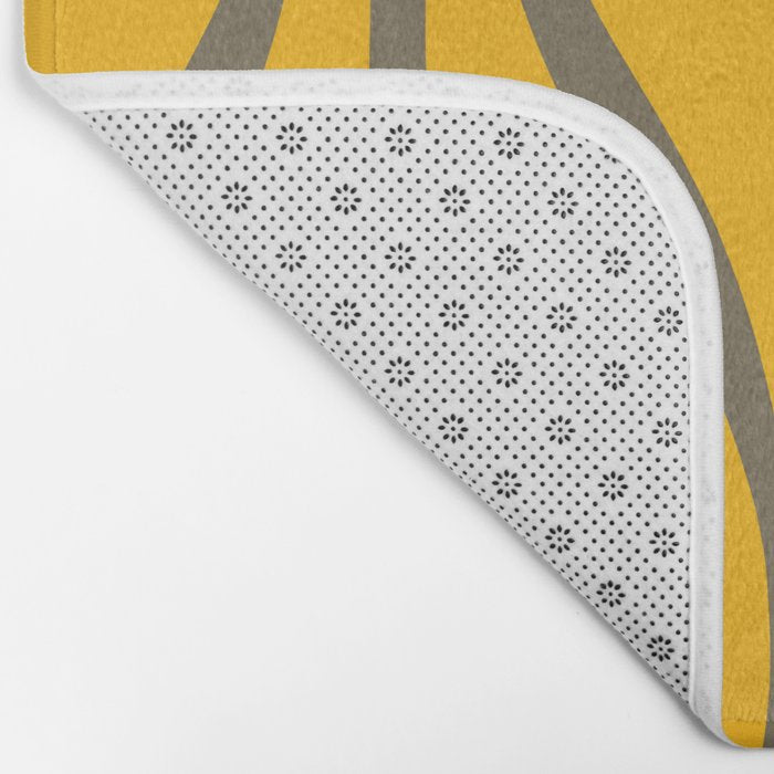 Mid Century Modern Abstract Lounge Pattern in Yellow Orange and Gray Taupe Bath Mat Gallery Image 2