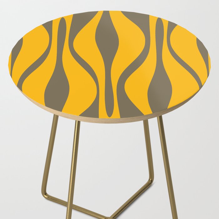 Mid Century Modern Abstract Lounge Pattern in Yellow Orange and Gray Taupe Side Table Gallery Image 2
