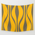 Mid Century Modern Abstract Lounge Pattern in Yellow Orange and Gray Taupe Wall Tapestry Gallery Image 4