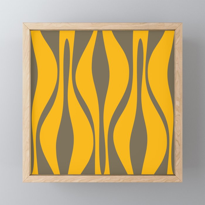 Mid Century Modern Abstract Lounge Pattern in Yellow Orange and Gray Taupe Mini Art Print Gallery Image 1