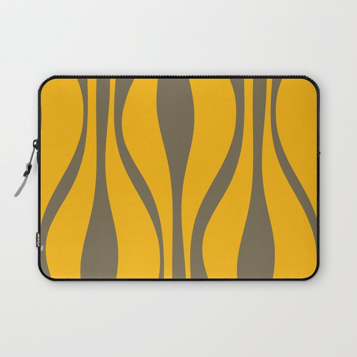 Mid Century Modern Abstract Lounge Pattern in Yellow Orange and Gray Taupe Laptop Sleeve Gallery Image 1