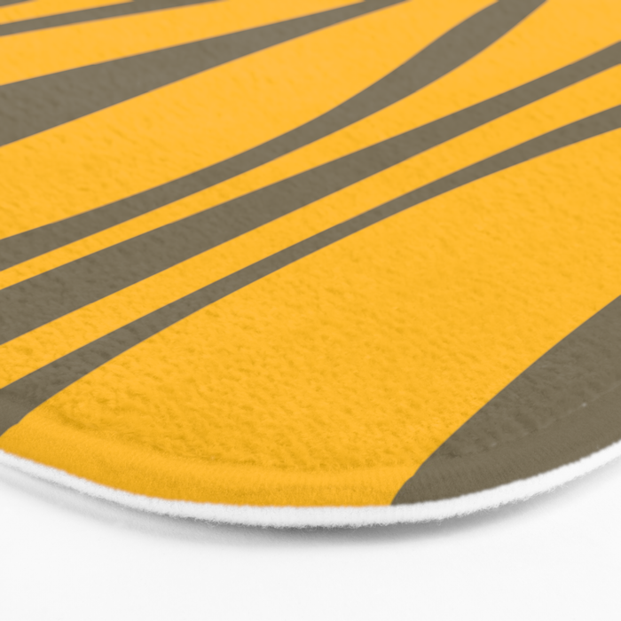 Mid Century Modern Abstract Lounge Pattern in Yellow Orange and Gray Taupe Bath Mat Gallery Image 3