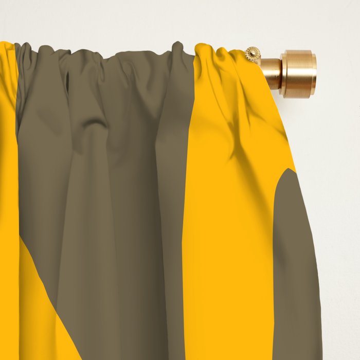 Mid Century Modern Abstract Lounge Pattern in Yellow Orange and Gray Taupe Window Curtain Gallery Image 2