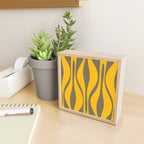 Mid Century Modern Abstract Lounge Pattern in Yellow Orange and Gray Taupe Mini Art Print Gallery Image 2