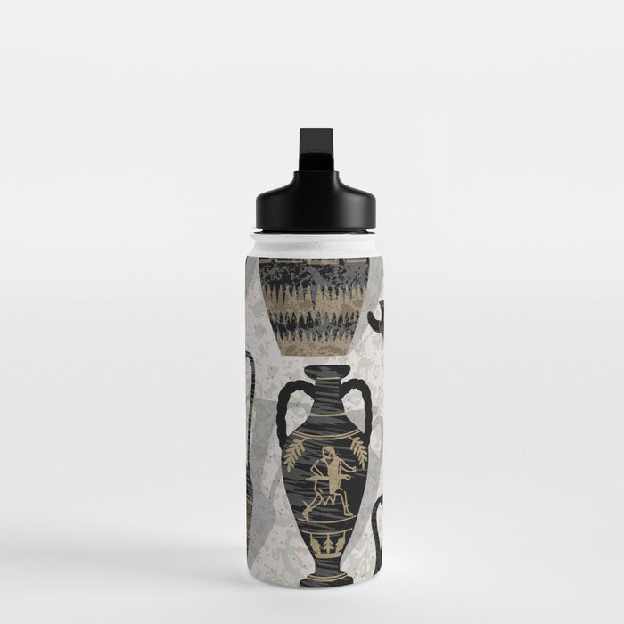 Antique pottery warm black Water Bottle Gallery Image 3