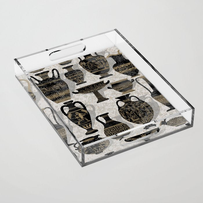 Antique pottery warm black Acrylic Tray Gallery Image 1