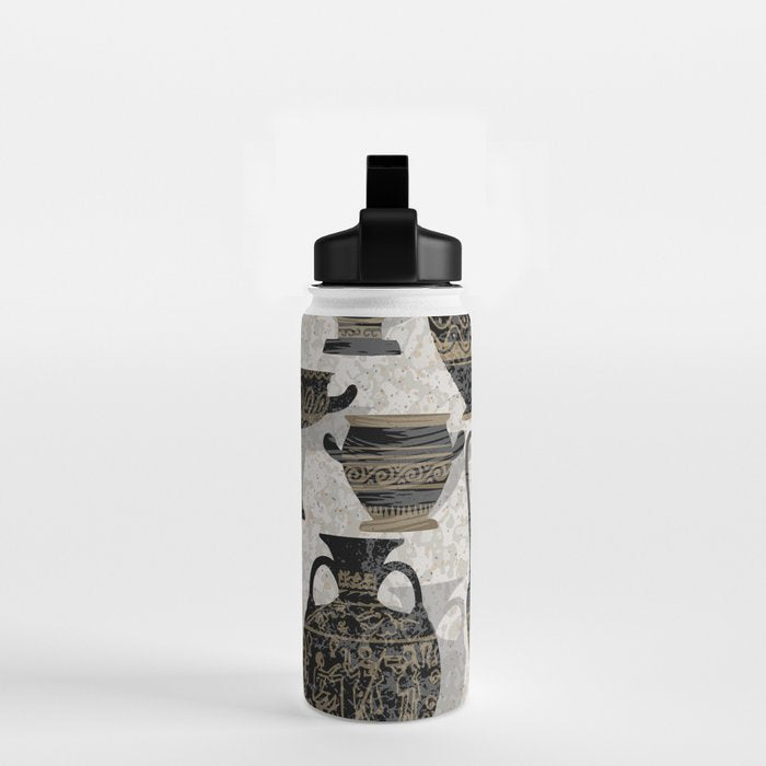 Antique pottery warm black Water Bottle Gallery Image 2