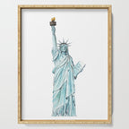 Statue of Liberty watercolor  Serving Tray Gallery Image 1