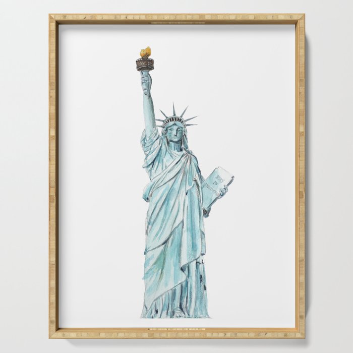 Statue of Liberty watercolor  Serving Tray Gallery Image 1