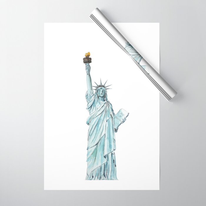 Statue of Liberty watercolor  Wrapping Paper Gallery Image 1
