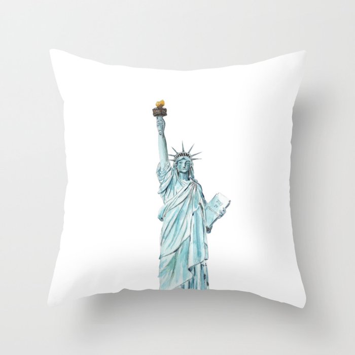 Statue of Liberty watercolor  Throw Pillow Gallery Image 6