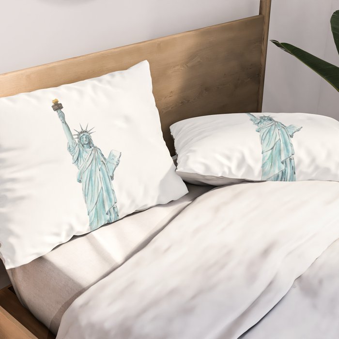 Statue of Liberty watercolor  Pillow Sham Gallery Image 2