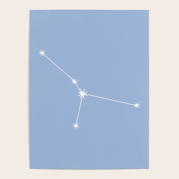 Cancer Zodiac Star Constellation Line Art Sky Blue Poster Gallery Image 1