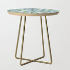 Terrazzo Mosaic Pattern, Teal Blue, Green, White Side Table Gallery Image 1