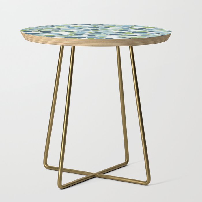 Terrazzo Mosaic Pattern, Teal Blue, Green, White Side Table Gallery Image 1