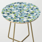 Terrazzo Mosaic Pattern, Teal Blue, Green, White Side Table Gallery Image 2