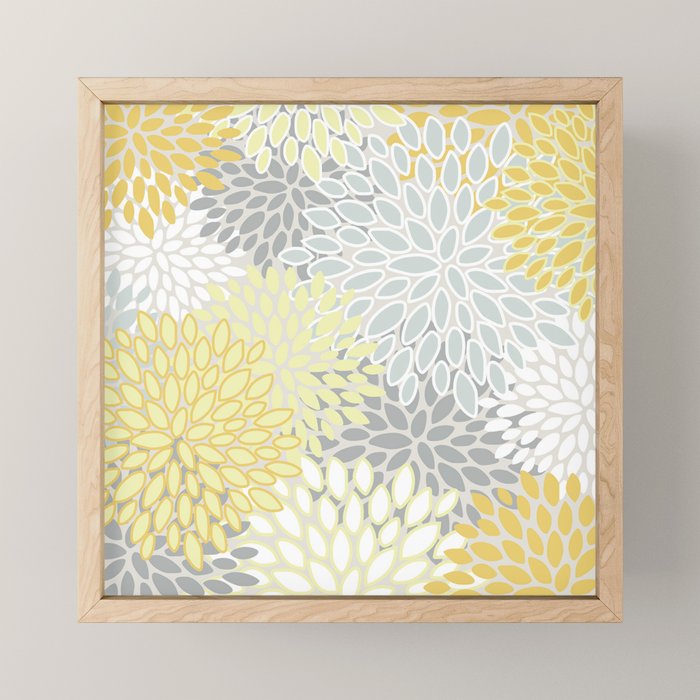 Floral Prints, Soft, Yellow and Gray, Modern Print Art Mini Art Print Gallery Image 1