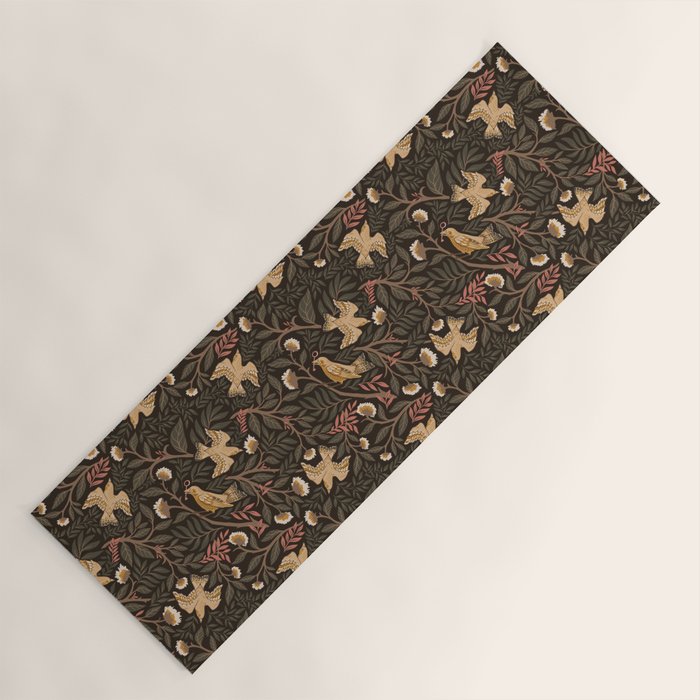 Secret Garden Spring Birds - Forest Green Yoga Mat Gallery Image 1