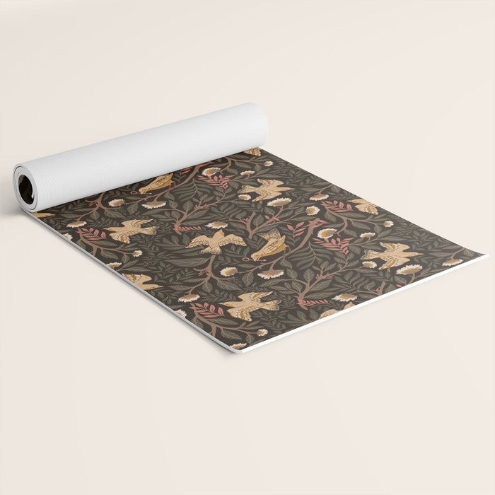 Secret Garden Spring Birds - Forest Green Yoga Mat Gallery Image 2