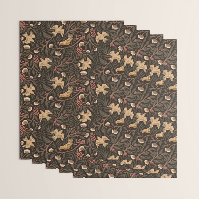 Secret Garden Spring Birds - Forest Green Wrapping Paper Gallery Image 3