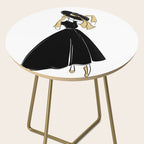 1950's Inspired Fashion Illustration Black & White with Gold Side Table Gallery Image 2