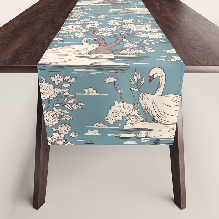 Elegant Swans in Bloom Table Runner Gallery Image 1