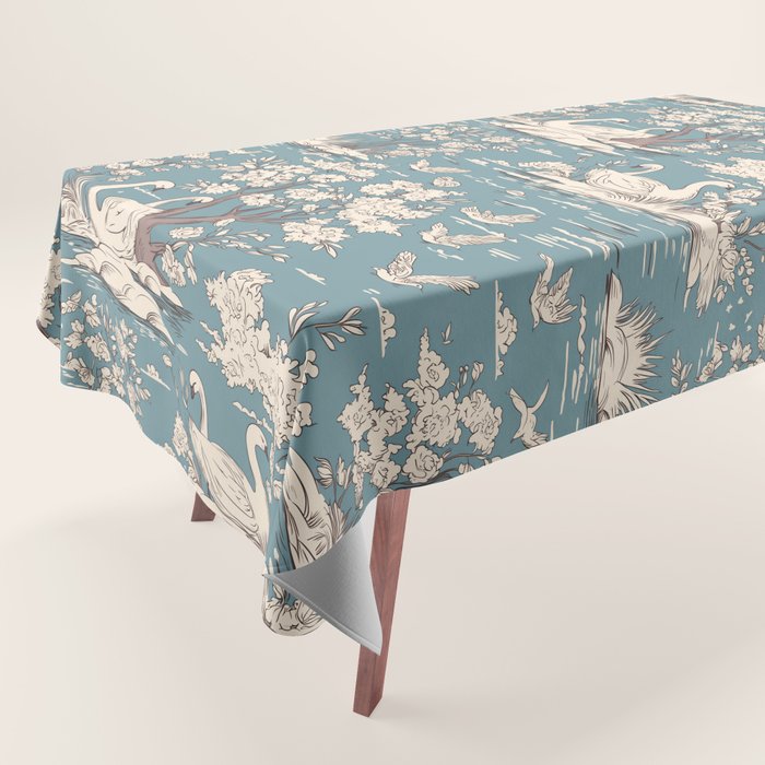 Elegant Swans in Bloom Tablecloth Gallery Image 1