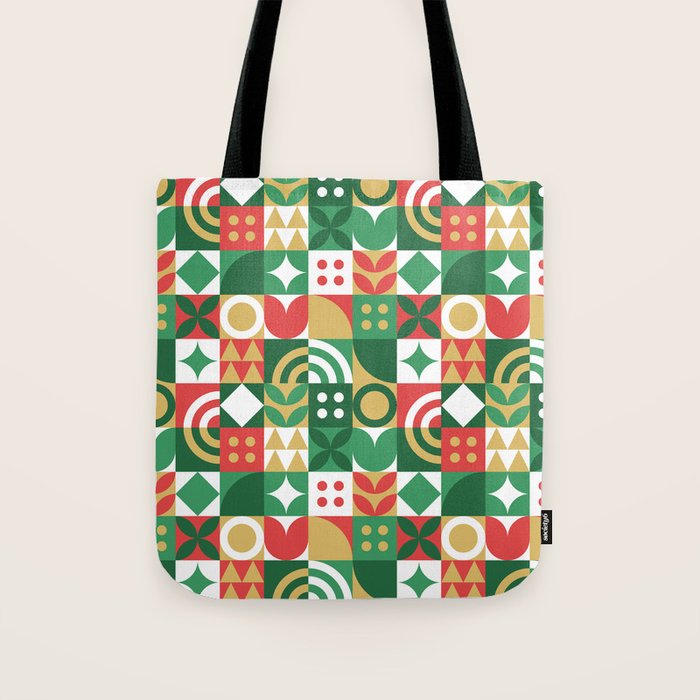 Geometric christmas holiday mosaic pattern Tote Bag Gallery Image 1