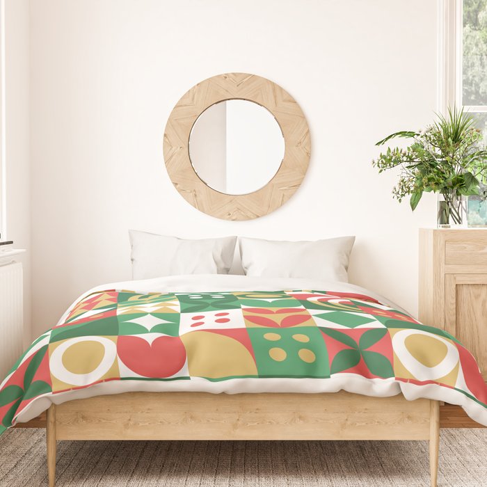 Geometric christmas holiday mosaic pattern Duvet Cover Gallery Image 3