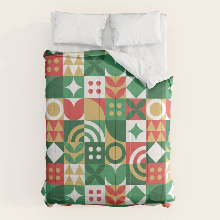 Geometric christmas holiday mosaic pattern Comforter Gallery Image 1
