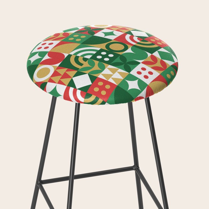 Geometric christmas holiday mosaic pattern Stool Gallery Image 2