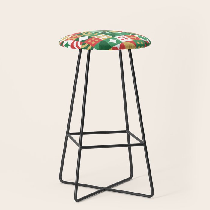Geometric christmas holiday mosaic pattern Stool Gallery Image 1