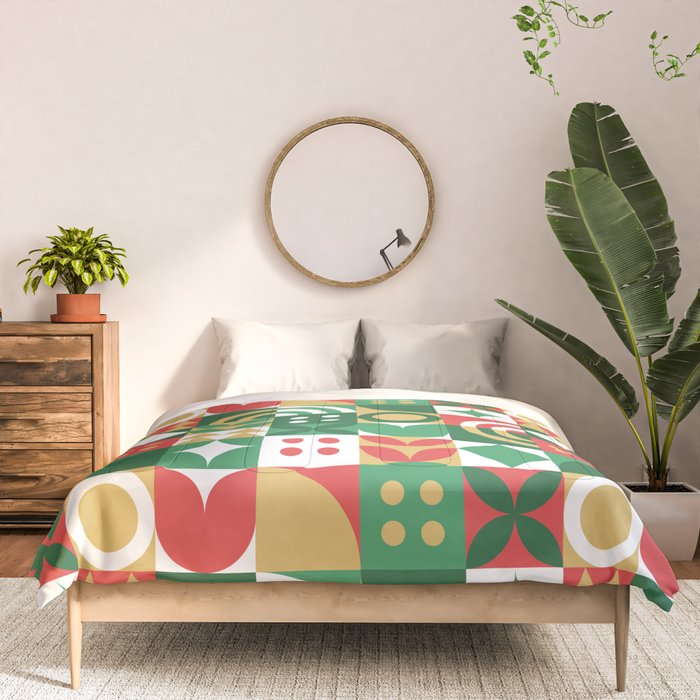Geometric christmas holiday mosaic pattern Comforter Gallery Image 3