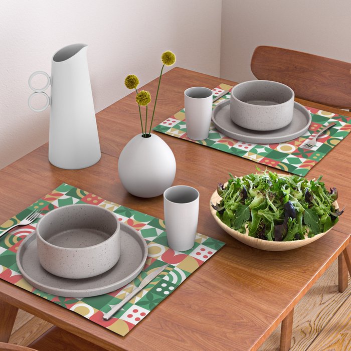 Geometric christmas holiday mosaic pattern Placemat Gallery Image 2