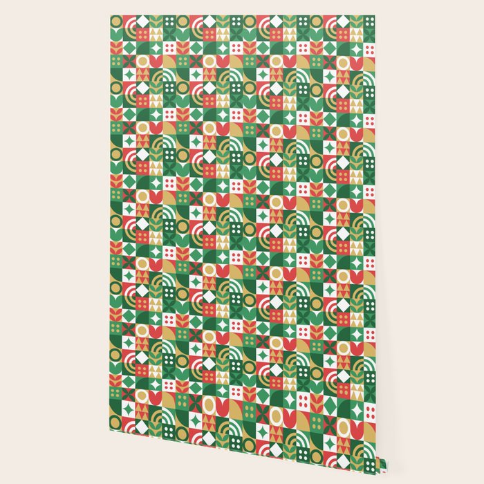Geometric christmas holiday mosaic pattern Wallpaper Gallery Image 2