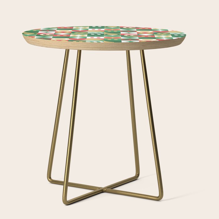 Geometric christmas holiday mosaic pattern Side Table Gallery Image 1