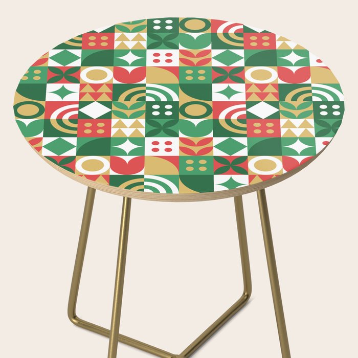 Geometric christmas holiday mosaic pattern Side Table Gallery Image 2