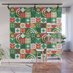 Geometric christmas holiday mosaic pattern Wall Mural Gallery Image 1