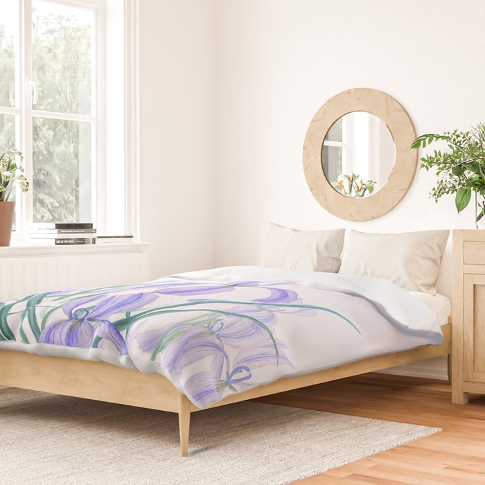 purple iris watercolor Duvet Cover Gallery Image 2