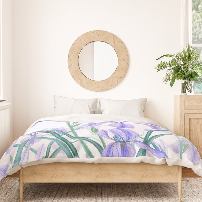 purple iris watercolor Duvet Cover Gallery Image 3