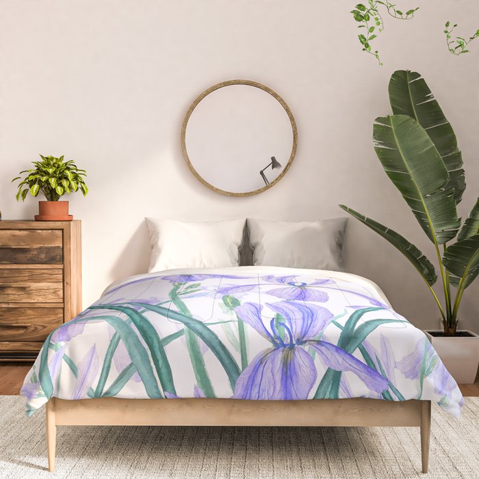purple iris watercolor Comforter Gallery Image 3
