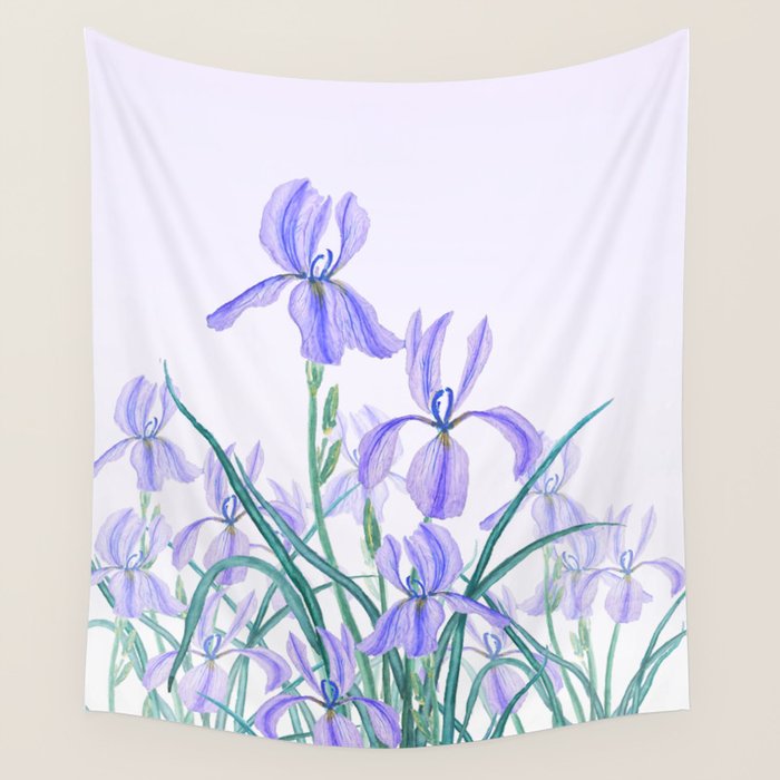 purple iris watercolor Wall Tapestry Gallery Image 4