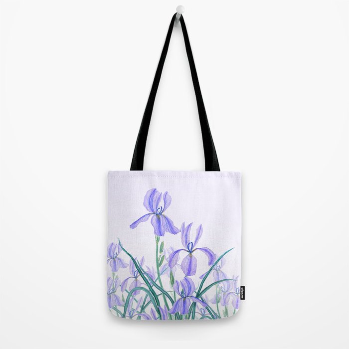 purple iris watercolor Tote Bag Gallery Image 2