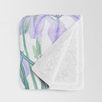 purple iris watercolor Throw Blanket Gallery Image 3