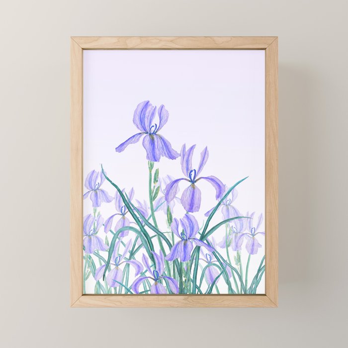 purple iris watercolor Mini Art Print Gallery Image 1