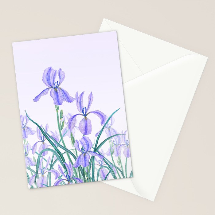 purple iris watercolor Stationery Card Gallery Image 2